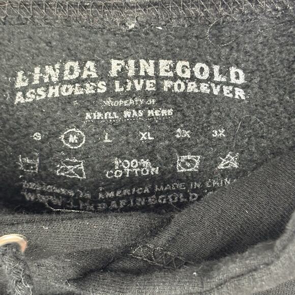 A**holes Live Forever Size M Hoodie Pullover Black Skull Pirate Palms Ablaze - Picture 4 of 4